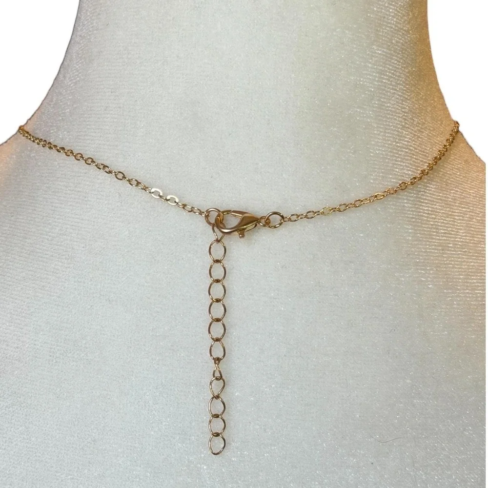 Beautiful Handmade Rose Quartz Crystal Pendant  With Gold Plated Stainless Chain
